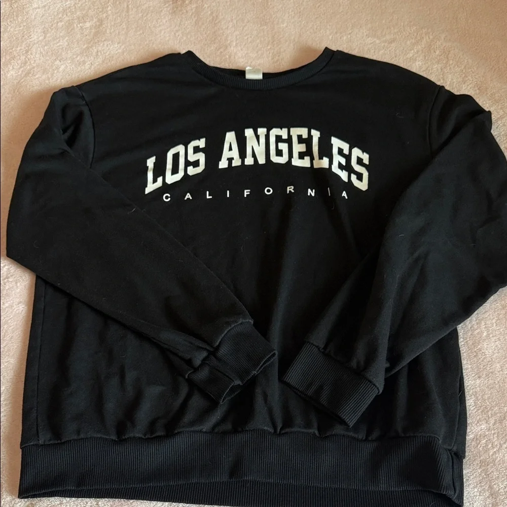 SHEIN Black Los Angeles California Kids Lightweight Sweatshirt
